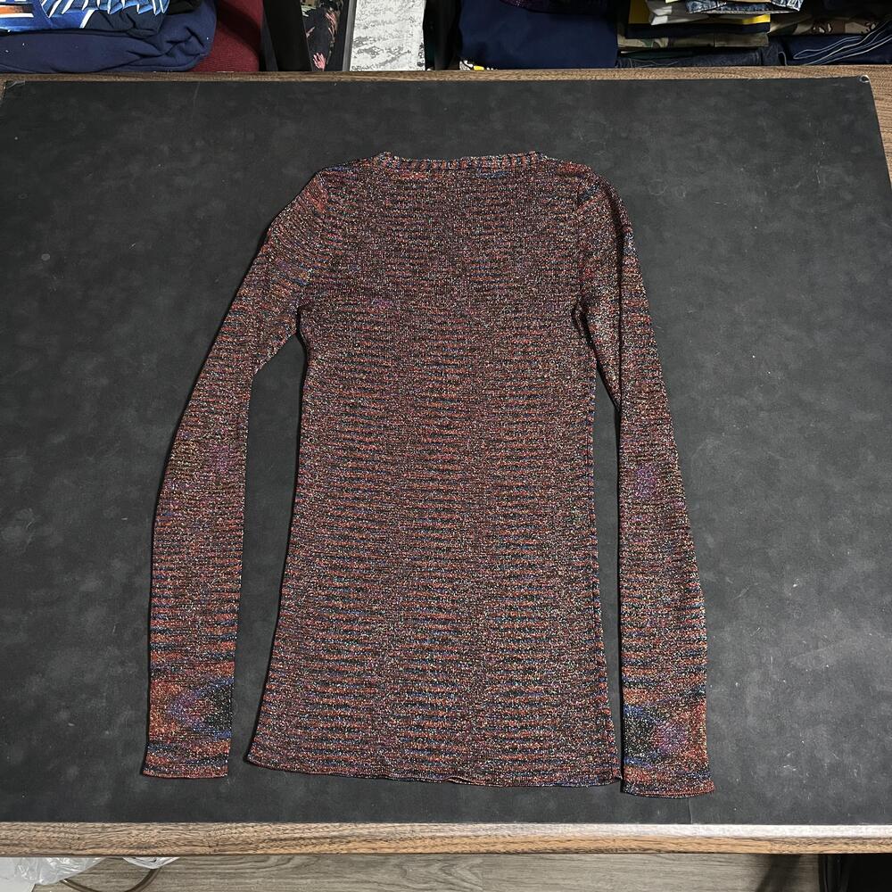 Missoni Sweater Womens 40 Rainbow Multicolor Metallic Glitter V Neck Knit Italy - Picture 7 of 7